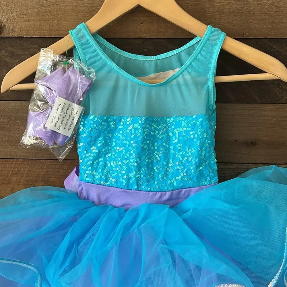 NWOT Weissman Girl's Wiggle Wiggle Wiggle Dress Dance Costume in Blue
